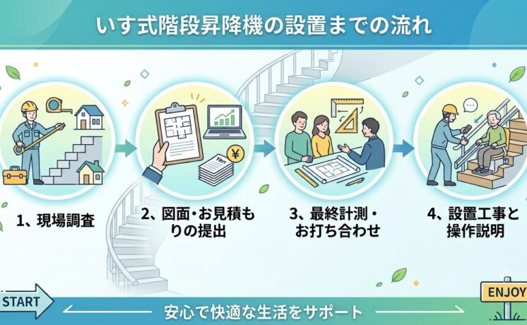 初めてでも安心！いす式階段昇降機の設置までの流れ｜日本最大級のいす式階段昇降機 専門サイト 階段昇降機.com
